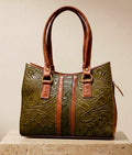 Olive Green Tooled Leather Handbag