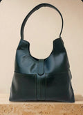 Dark Green Leather Hobo Shoulder Bag